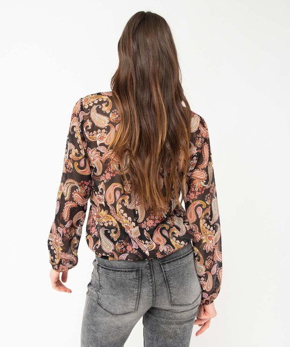 Blouse femme en voile imprimé avec finitions élastiques vue3 - GEMO(FEMME PAP) - GEMO