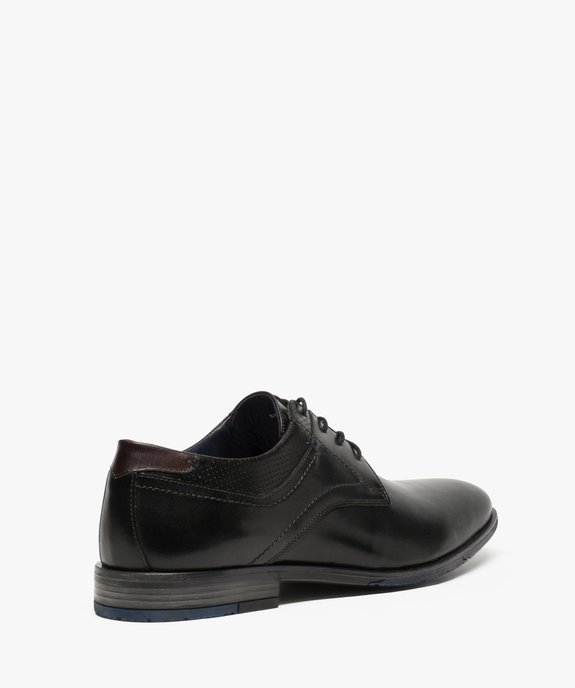 Derbies homme dessus et intérieur cuir avec col perforé vue4 - GEMO(URBAIN) - GEMO