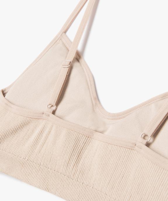 Brassière à fines bretelles en maille côtelée avec mousses amovibles fille vue2 - GEMO (JUNIOR) - GEMO