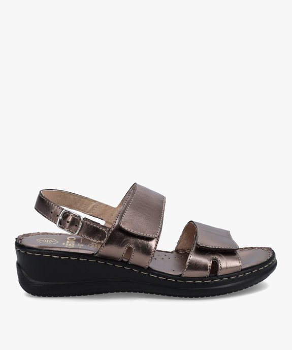 Sandales femme confort en cuir à brides ajustables vue1 - GEMO (CONFORT) - GEMO