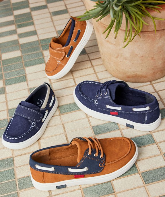 Chaussures bateau garçon en suédine et à lacets passants vue6 - GEMO 4G GARCON - GEMO