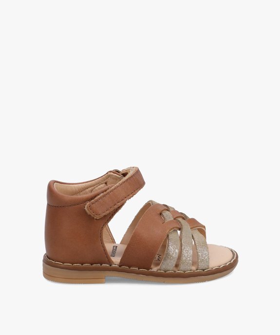 Sandales bébé fille en cuir à brides croisées  vue1 - GEMO(BEBE DEBT) - GEMO