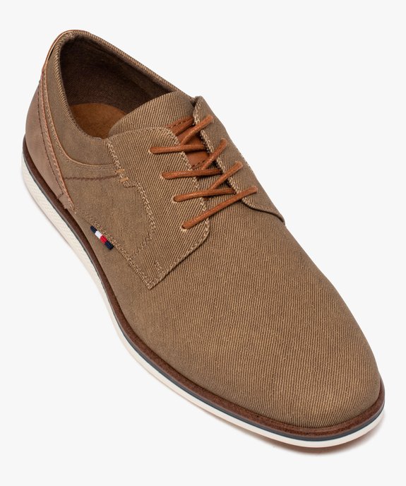 Derbies homme unis style denim à lacets ronds cirés vue5 - GEMO(URBAIN) - GEMO