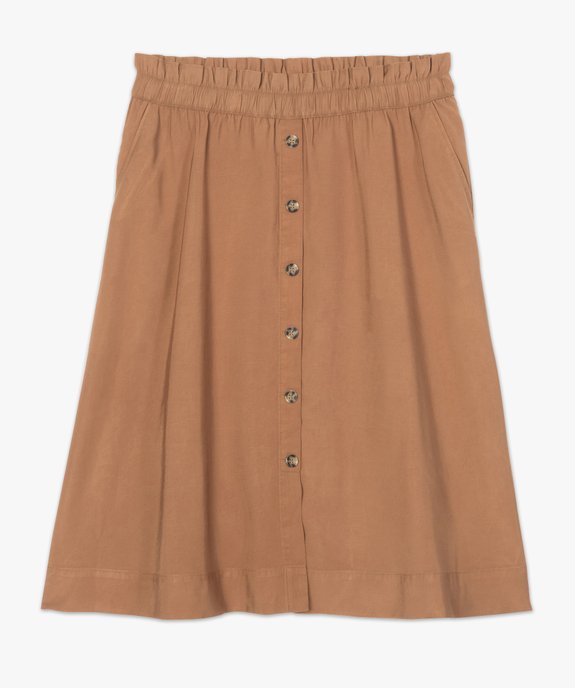 Jupe midi femme grande taille à taille élastiquée avec boutons vue4 - GEMO (G TAILLE) - GEMO