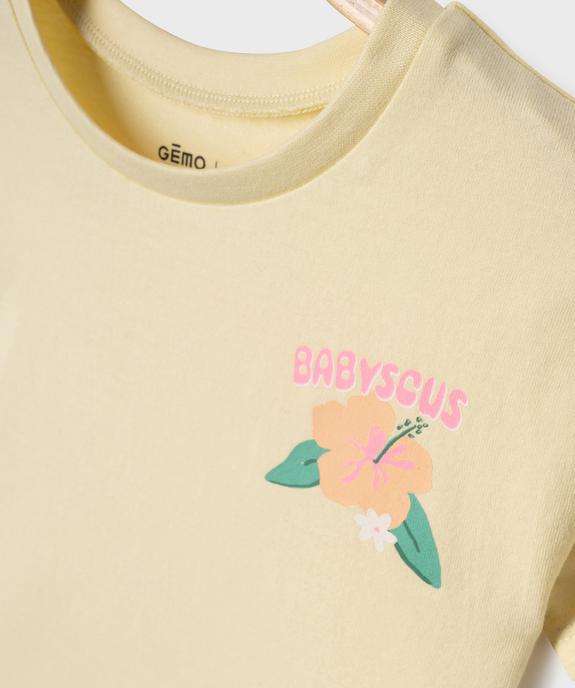 Tee-shirt manches courtes avec imprimé poitrine et dos bébé fille vue2 - GEMO 4G BEBE - GEMO