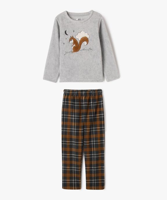 Pyjama en velours 2 pièces à carreaux et motif garçon - GEMO (ENFANT) Pyjama en velours 2 pièces à carreaux et motif garçon vue1 - GEMO (ENFANT) - GEMO