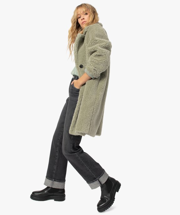Manteau femme en sherpa fermeture boutons vue1 - GEMO(FEMME PAP) - GEMO