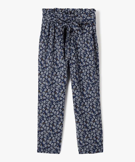 Pantalon fille imprimé avec taille élastiquée et ceinture à nouer vue1 - GEMO (ENFANT) - GEMO