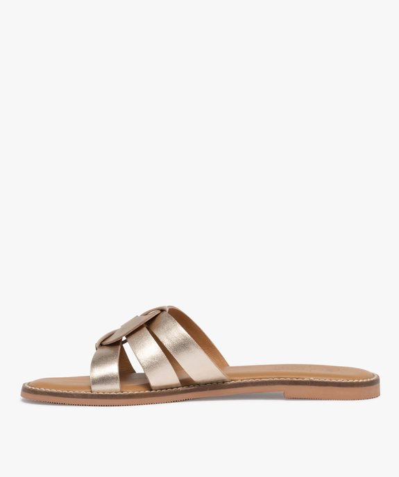 Sandales mules avec brides croisées en cuir femme - Tanéo vue3 - TANEO GEMO FOR GOOD - GEMO