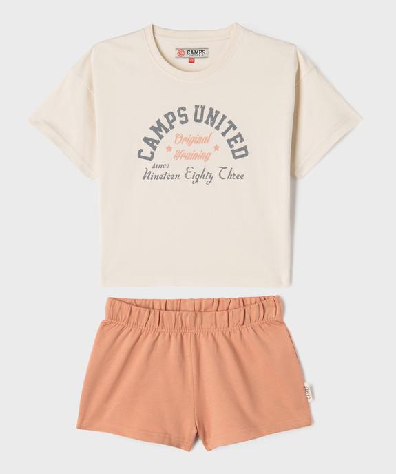 Pyjashort bicolore style vintage fille - Camps United vue1 - CAMPS US - GEMO