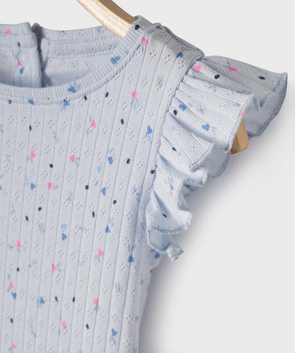 Tee-shirt manches courtes en maille fantaisie avec volants bébé fille vue5 - GEMO(BEBE DEBT) - GEMO