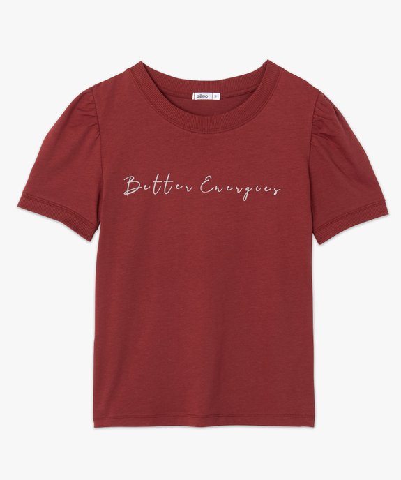 Tee-shirt femme à message avec manches bouffantes vue4 - GEMO(FEMME PAP) - GEMO