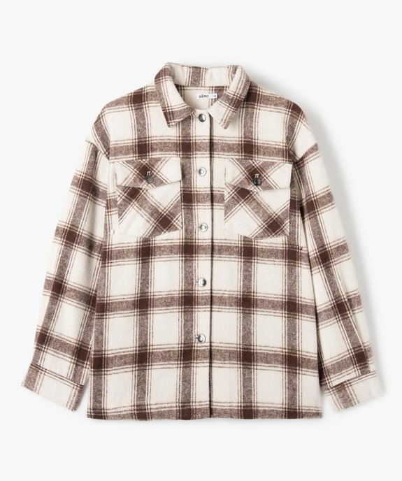 Veste fille en laine à carreaux look surchemise vue1 - GEMO (JUNIOR) - GEMO