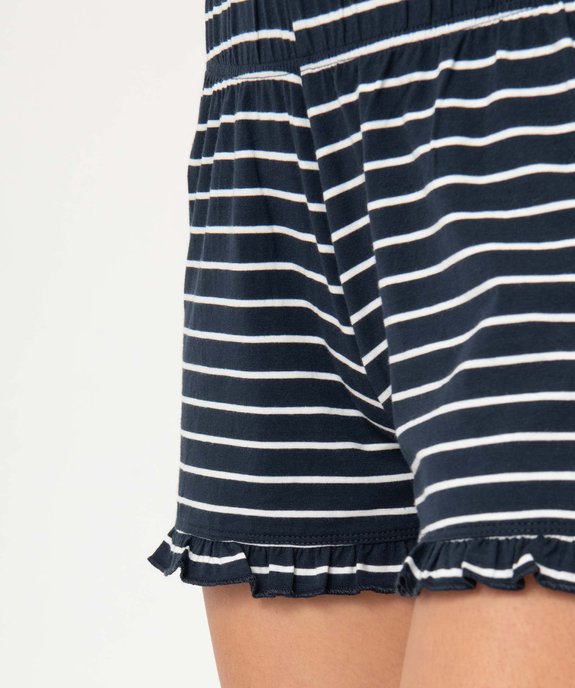 Short de pyjama femme rayé avec finitions froncées vue2 - GEMO(HOMWR FEM) - GEMO