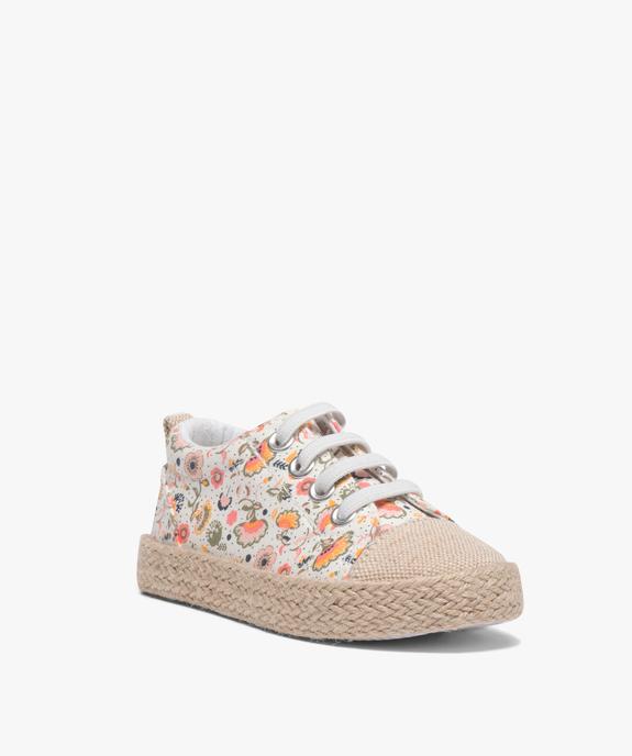 Tennis fille en toile fantaisie avec semelle en corde dessus imprimé mille fleurs vue2 - GEMO (ENFANT) - GEMO