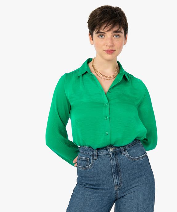Chemise en satin à manches longues femme vue1 - GEMO 4G FEMME - GEMO