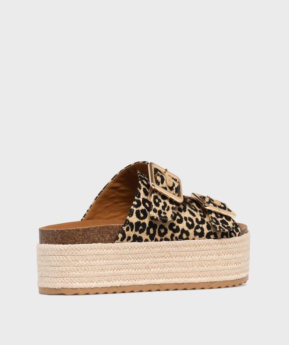 Mules imprimé léopard à semelle plateforme femme - 5 Miles vue4 - 5 MILES - GEMO