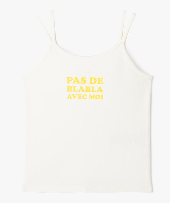Débardeur à fines bretelles en maille côtelée avec message fille vue1 - GEMO 4G FILLE - GEMO