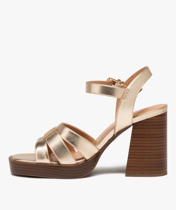 Sandales femme à talon flare avec brides métallisées vue4 - GEMO(URBAIN) - GEMO