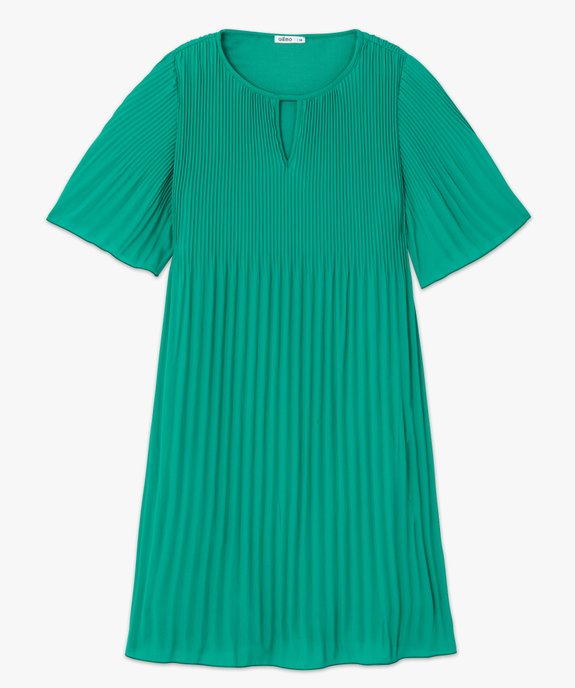 Robe femme en voile plissé à manches courtes vue4 - GEMO(FEMME PAP) - GEMO