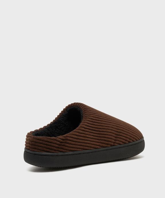 Chaussons mules en velours côtelé à doublure fourrée homme vue4 - GEMO(HOMWR HOM) - GEMO