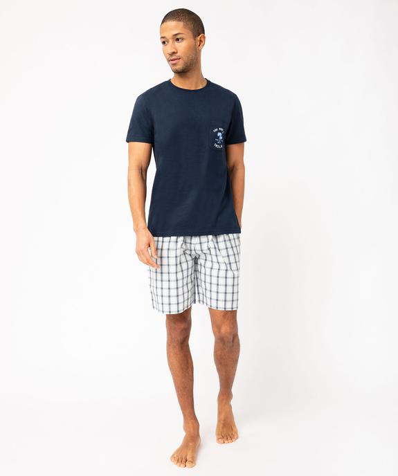 Pyjashort avec short à carreaux homme vue1 - GEMO 4G HOMME - GEMO