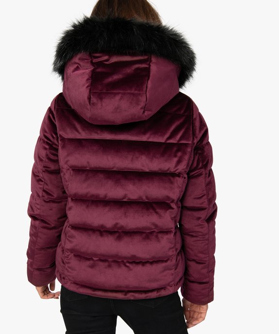Doudoune femme courte en velours à capuche duveteuse vue3 - GEMO(FEMME PAP) - GEMO