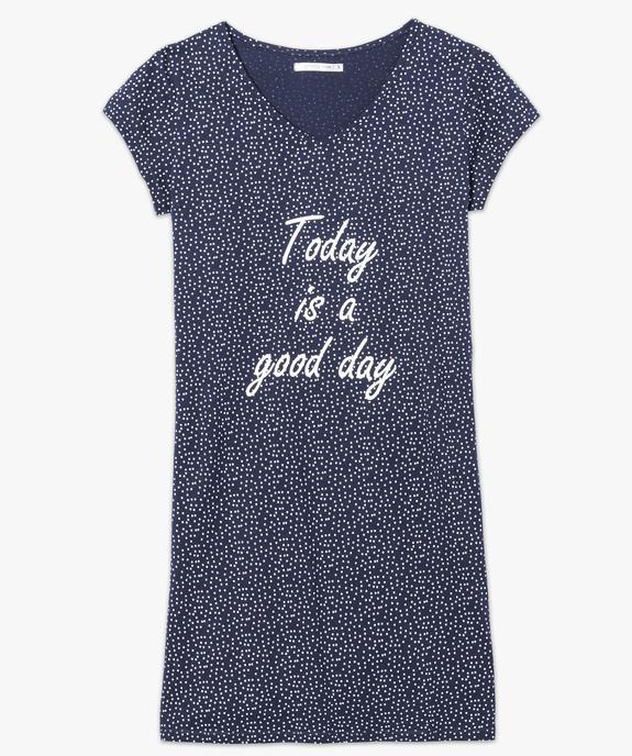 Chemise de nuit imprimée à manches courtes femme vue4 - GEMO 4G FEMME - GEMO