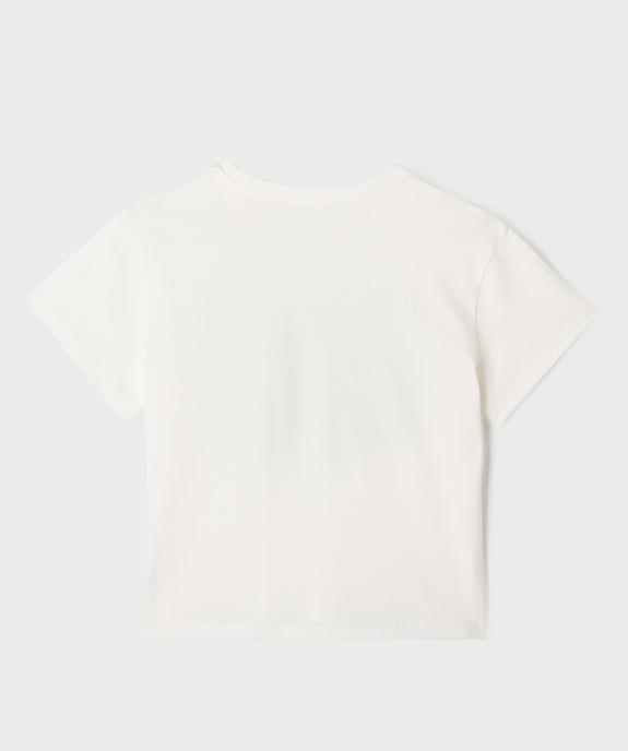 Tee-shirt crop top à manches courtes imprimé fille vue3 - GEMO 4G FILLE - GEMO