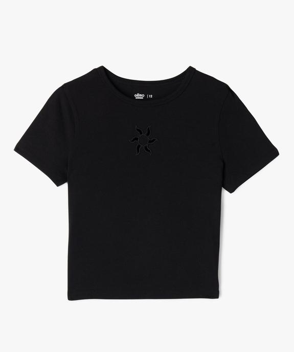 Tee-shirt court à manches courtes avec motif ajouré fille vue5 - GEMO 4G FILLE - GEMO