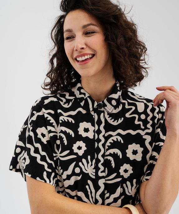 Combinaison pantalon manches courtes en viscose imprimée femme vue2 - GEMO 4G FEMME - GEMO