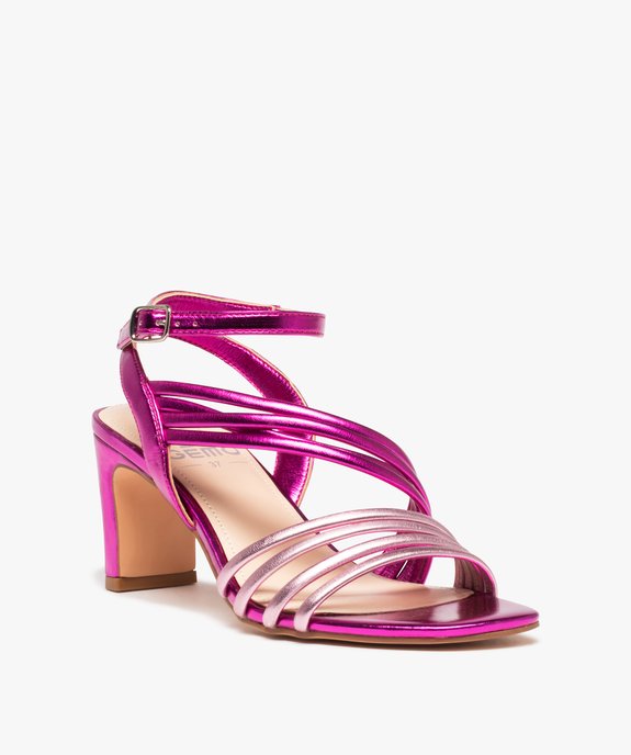 Sandales femme bicolores avec brides scintillantes vue2 - GEMO(URBAIN) - GEMO