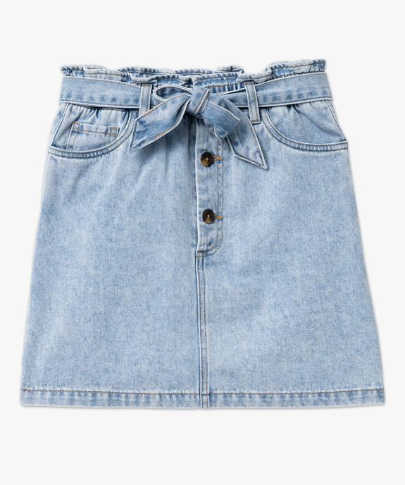 Jupe en jean avec ceinture à nouer femme vue4 - GEMO 4G FEMME - GEMO