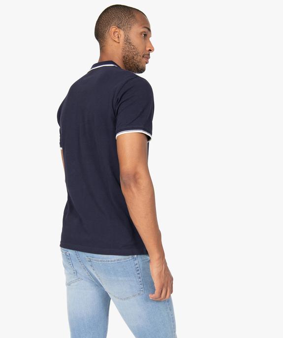 Polo homme à manches courtes à liseré contrastant vue3 - GEMO 4G HOMME - GEMO
