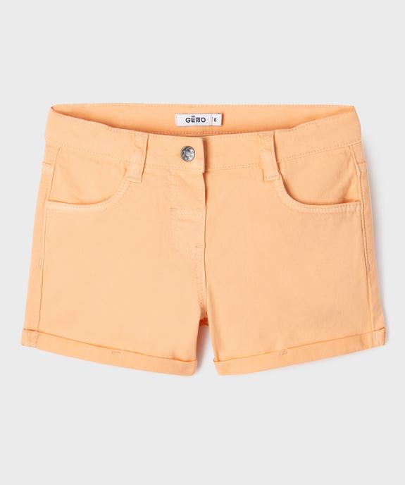 Short en coton stretch avec revers fille vue1 - GEMO (JUNIOR) - GEMO