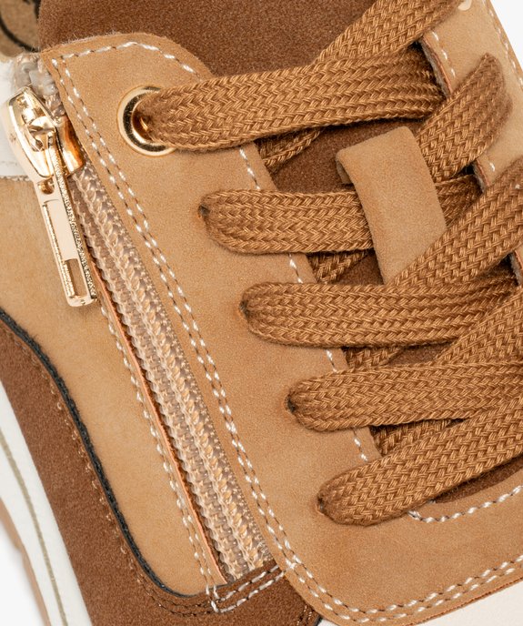 Baskets femme à semelle compensée avec zip latérale et à lacets vue7 - GEMO (SPORTSWR) - GEMO