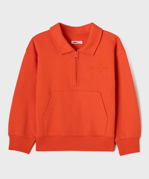 Sweat avec col polo zippé garçon vue1 - GEMO (ENFANT) - GEMO