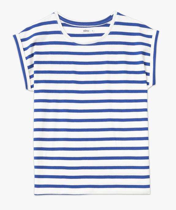 Tee-shirt rayé à manches ultra courtes femme vue4 - GEMO 4G FEMME - GEMO