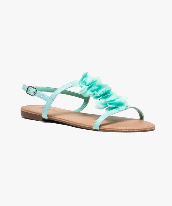 Sandales femme à talon plat ornées de fleurs en tissu vue2 - GEMO (CASUAL) - GEMO