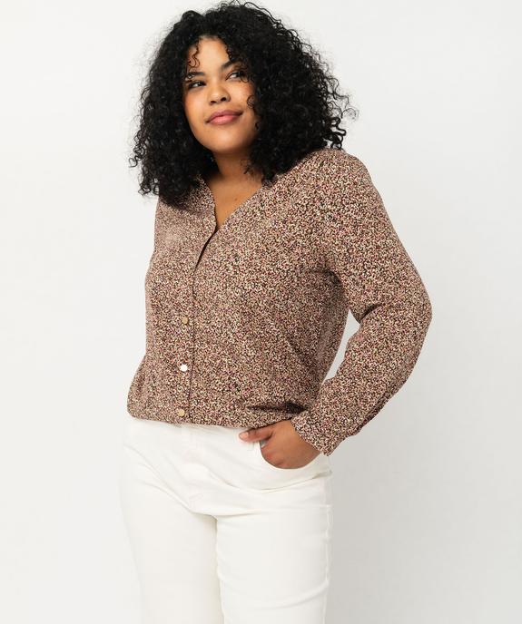 Chemise à manches longues imprimée femme grande taille vue1 - GEMO 4G GT - GEMO