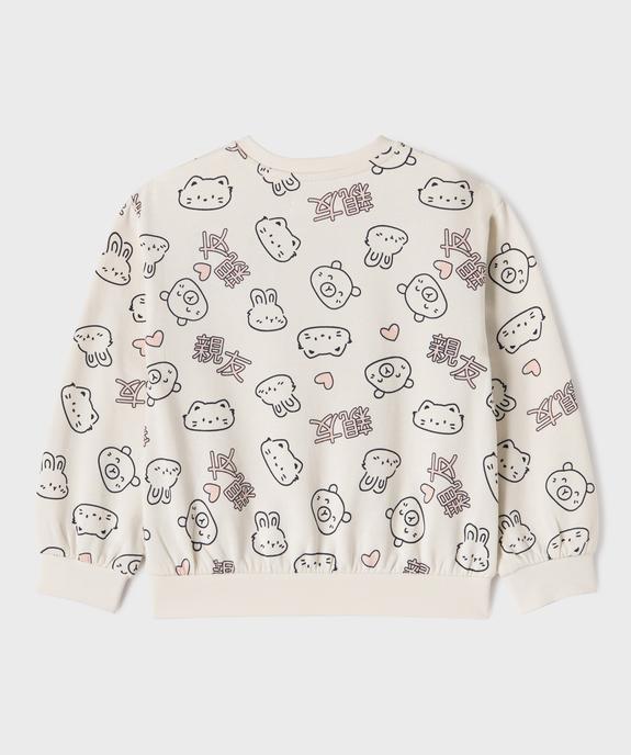 Sweat ample imprimé avec encolure élastiquée fille vue3 - GEMO 4G FILLE - GEMO
