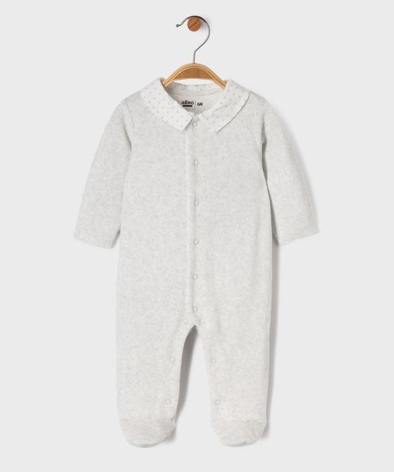 Pyjama en velours à col chemise étoilé et ouverture devant bébé vue1 - GEMO 4G BEBE - GEMO