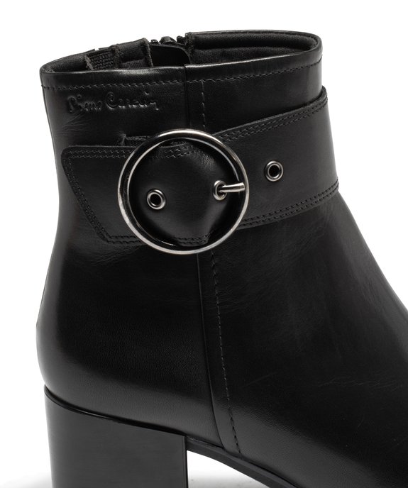 Boots femme à talon carré dessus en cuir uni et à zip - Pierre Cardin D vue6 - PIERRE CARDIN D - GEMO