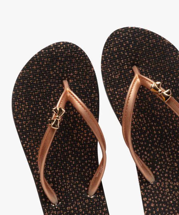 Tongs femme avec nœud décoratif sur la bride  vue3 - GEMO (PLAGE) - GEMO