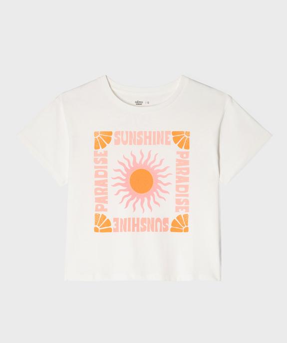 Tee-shirt manches courtes avec motif solaire fille vue1 - GEMO 4G FILLE - GEMO