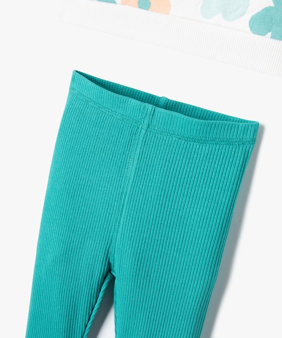 Ensemble 2 pièces bicolore bébé fille : sweat + legging côtelé vue3 - GEMO(BEBE DEBT) - GEMO