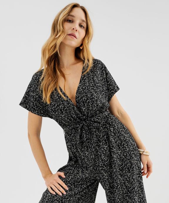 Combinaison pantalon haut cache-cœur en maille fluide femme vue1 - GEMO 4G FEMME - GEMO