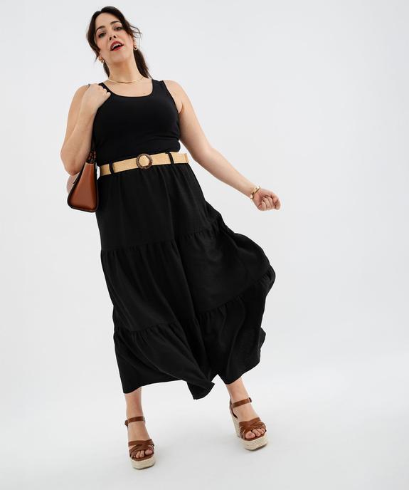Jupe longue ample et fluide à volants et ceinture femme grande taille vue4 - GEMO (G TAILLE) - GEMO