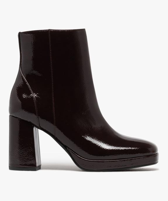 Boots femme à talon flare et bout carré dessus vernis vue1 - FOLLOW ME G4G - GEMO