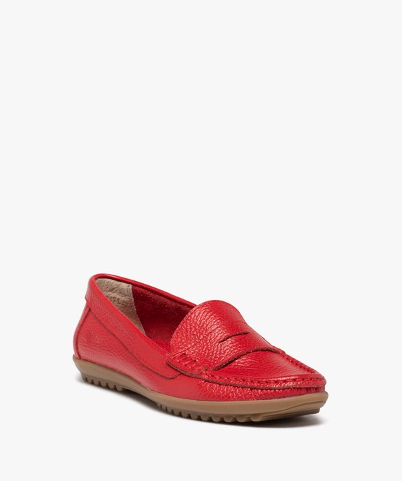 Mocassins confort femme dessus cuir uni vue3 - ZEN AIR - GEMO